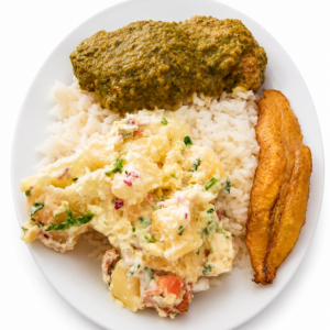 Albondigas. Acompañadas de papas mayo, arroz. Sopa del dia